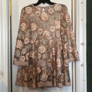 ALICE MCCALL SIZE 2 SHEER ROSE GOLD MINI DRESS